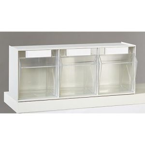 Kleinteilemagazin MultiStore, Reihengröße 3, B 600 x T 163 x H 242 mm, Volumen 12,5 l, stapelbar, Polystyrol, weiß/transp. Kleinteilemagazin MultiStore, Reihengröße 3, B 600 x T 163 x H 242 mm, Volumen 12,5 l, stapelbar, Polystyrol, weiß/transp.