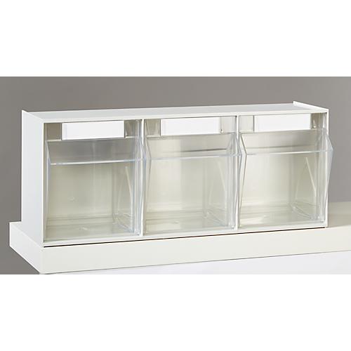 Kleinteilemagazin MultiStore, Reihengröße 3, B 600 x T 163 x H 242 mm, Volumen 12,5 l, stapelbar, Polystyrol, weiß/transp.