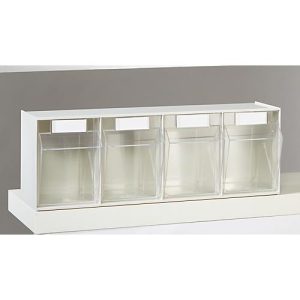 Kleinteilemagazin MultiStore, Reihengröße 4, B 600 x T 137 x H 207 mm, Volumen 8,4 l, stapelbar, Polystyrol, weiß/transp. Kleinteilemagazin MultiStore, Reihengröße 4, B 600 x T 137 x H 207 mm, Volumen 8,4 l, stapelbar, Polystyrol, weiß/transp.