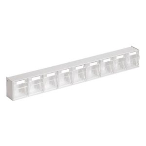 Kleinteilemagazin MultiStore, Reihengröße 9, B 600 x T 51 x H 77 mm, Volumen 0,9 l, stapelbar, Polystyrol, weiß/transp. Kleinteilemagazin MultiStore, Reihengröße 9, B 600 x T 51 x H 77 mm, Volumen 0,9 l, stapelbar, Polystyrol, weiß/transp.