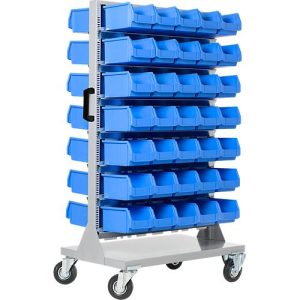 Kleinteilemagazin Schäfer Shop Select, fahrbar, 4 Rollen, mit blauen Sichtkästen: 70 x LF 221, H 1450 x B 825 x T 550 mm, pulverbeschichtetes Stahl, grau Kleinteilemagazin Schäfer Shop Select, fahrbar, 4 Rollen, mit blauen Sichtkästen: 70 x LF 221, H 1450 x B 825 x T 550 mm, pulverbeschichtetes Stahl, grau