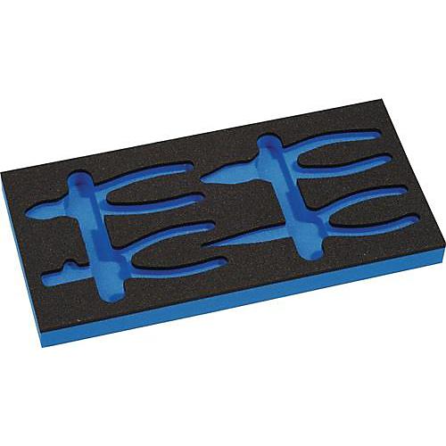 KNIPEX Werkzeugeinlage, 1/3-Modul, Leereinlage für 4-tlg. Zangensatz, B 185 x T 385 x H 30 mm, Schaumstoff, schwarz-blau