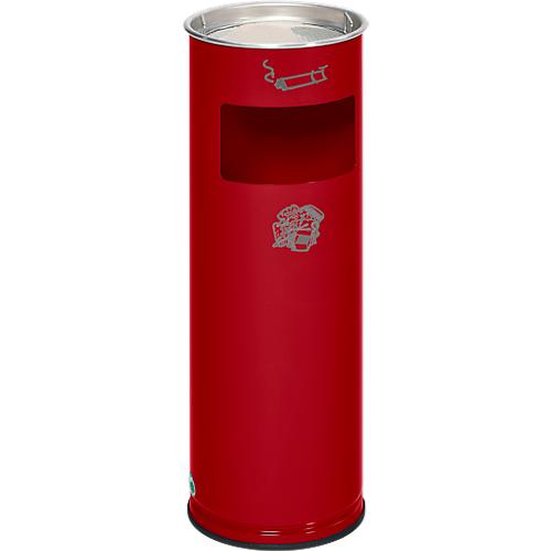 Kombi-Ascher VAR, rund, 16 l, für Innen & Außen, mit Sieb & Kantenschutz, Ø 230 x H 660 mm, Stahlblech, rot