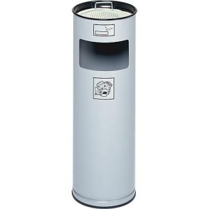 Kombi-Ascher VAR, rund, 16 l, für Innen & Außen, mit Sieb & Kantenschutz, Ø 230 x H 660 mm, Stahlblech, silber Kombi-Ascher VAR, rund, 16 l, für Innen & Außen, mit Sieb & Kantenschutz, Ø 230 x H 660 mm, Stahlblech, silber