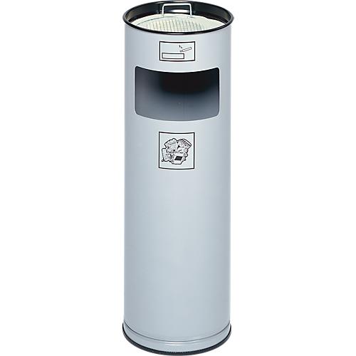 Kombi-Ascher VAR, rund, 16 l, für Innen & Außen, mit Sieb & Kantenschutz, Ø 230 x H 660 mm, Stahlblech, silber