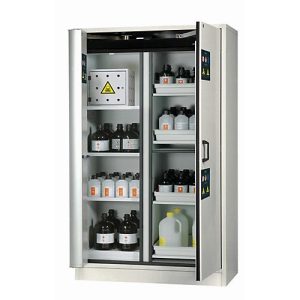 Kombi-Sicherheitsschrank Typ 30 asecos K-PHOENIX-30, Flügel- und Falttüren mit Türfeststellanlage, Front Lichtgrau, B 1202 x T 599 x H 1968 mm Kombi-Sicherheitsschrank Typ 30 asecos K-PHOENIX-30, Flügel- und Falttüren mit Türfeststellanlage, Front Lichtgrau, B 1202 x T 599 x H 1968 mm