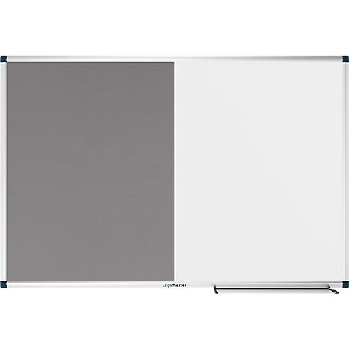 Kombiboard Legamaster UNITE, Pinboard & Whiteboard, B 900 x T 12,6 x H 600 mm, Markerablage, lackierter Stahl & Filz, weiß & grau