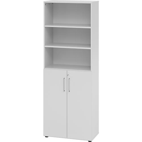 Kombischrank Breno, 6OH, Schrank- und Regalelement, abschließbar, B 800 x T 420 x H 2156 mm, Spanplatte, lichtgrau/lichtgrau