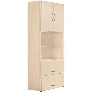 Kombischrank PALENQUE, 6 OH, Holztüren, HR-Auszug,, B 800 x T 420 x H 2160 mm, Ahorn