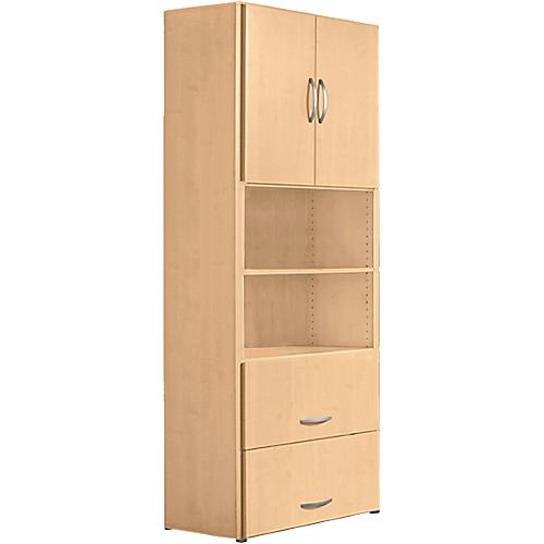 Kombischrank PALENQUE, 6 OH, Holztüren, HR-Auszug, B 800 x T 420 x H 2160 mm, Buche