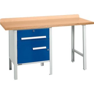 Kombiwerkbank Schäfer Shop Select PWi 150-2, Buche Multiplexplatte, bis 750 kg, B 1500 x T 700 x H 840 mm, Enzianblau