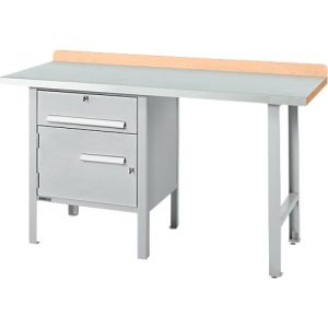 Kombiwerkbank Schäfer Shop Select PWi 150-2, ESD, Buche Multiplexplatte, mit Stahlabdeckung, bis 750 kg, B 1500 x T 700 x H 840 mm, Weißaluminium