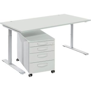 Komplettset Modena Flex, Schreibtisch B 1600 mm, höhenverstellbar Komplettset Modena Flex, Schreibtisch B 1600 mm, höhenverstellbar