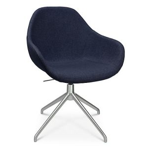 Konferenzsessel Topstar Sitness Life 2.0, dreh-/sitzhöhenverstellbar, Armlehnen, B 450 x T 390 x H 440-470 mm, 4-Fußgestell, Alu matt & Stoff, d.blau