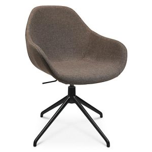 Konferenzsessel Topstar Sitness Life 2.0, dreh-/sitzhöhenverstellbar, Armlehnen, B 450 x T 460 x H 440-470 mm, 4-Fußgestell, Alu schwarz-matt & Stoff, braun