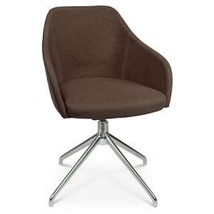 Konferenzsessel Topstar Sitness Life 2.1, dreh-/sitzhöhenverstellbar, Armlehnen, B 350-480 x T 460 x H 460-490 mm, 4-Fußgestell, Alu poliert & Stoff, d.braun
