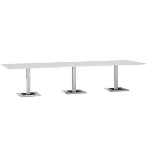 Konferenztisch, bis 12 Personen, Rechteck, Standfuß, B 3500 x T 1000 x H 720-820 mm, weiß/silber