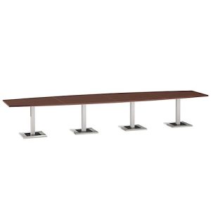 Konferenztisch, bis 14 Personen, Boot, Standfuß, B 4500 x T 1200 x H 720-820 mm, Ahornbrazil/silber