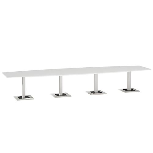 Konferenztisch, bis 14 Personen, Boot, Standfuß, B 4500 x T 1200 x H 720-820 mm, weiß/silber