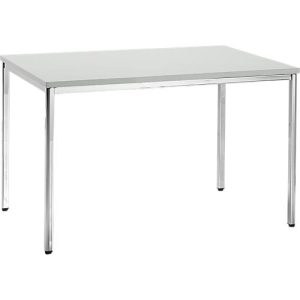 Konferenztisch, bis 4 Personen, Rechteck, 4-Fuß Quadratrohr, B 1200 x T 800 x H 720 mm, lichtgrau/chromsilber Konferenztisch, bis 4 Personen, Rechteck, 4-Fuß Quadratrohr, B 1200 x T 800 x H 720 mm, lichtgrau/chromsilber