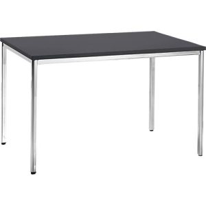 Konferenztisch, bis 4 Personen, Rechteck, 4-Fuß Quadratrohr, B 1200 x T 800 x H 720 mm, schwarz/chromsilber Konferenztisch, bis 4 Personen, Rechteck, 4-Fuß Quadratrohr, B 1200 x T 800 x H 720 mm, schwarz/chromsilber