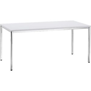 Konferenztisch, bis 6 Personen, Rechteck, 4-Fuß Quadratrohr, B 1600 x T 800 x H 720 mm, weiß/chromsilber Konferenztisch, bis 6 Personen, Rechteck, 4-Fuß Quadratrohr, B 1600 x T 800 x H 720 mm, weiß/chromsilber