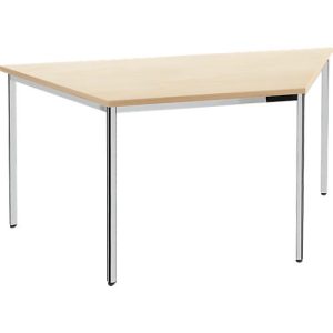 Konferenztisch, bis 6 Personen, Trapez, 4-Fuß Quadratrohr, B 1600 x T 800 x H 720 mm, Ahorn/chromsilber Konferenztisch, bis 6 Personen, Trapez, 4-Fuß Quadratrohr, B 1600 x T 800 x H 720 mm, Ahorn/chromsilber