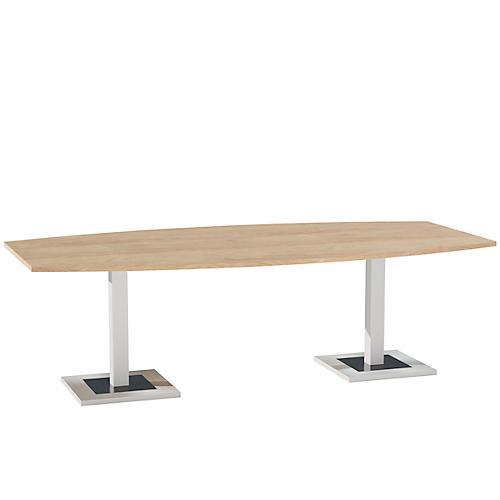 Konferenztisch, bis 8 Personen, Boot, Standfuß, B 2400 x T 1200 x H 720-820 mm, Eiche Masonic/silber