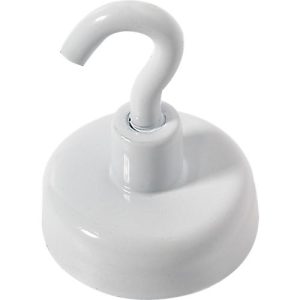 Kraftmagnet mit Haken, Ø 25 mm, Haftkraft ca. 4 kg, weiß, 5 Stück Kraftmagnet mit Haken, Ø 25 mm, Haftkraft ca. 4 kg, weiß, 5 Stück