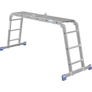Krause Aluminium-Gelenkleiter, 4 x 3 Sprossen (300 mm tief), SpeedMatic-System, 2 Quertraversen