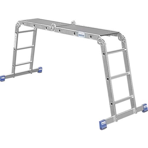 Krause Aluminium-Gelenkleiter, 4 x 3 Sprossen (300 mm tief), SpeedMatic-System, 2 Quertraversen