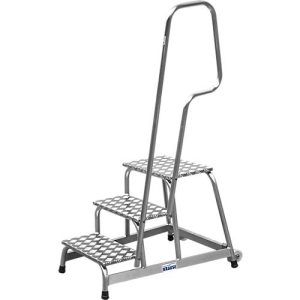 KRAUSE Montagetritt, mit Handlauf/Fahrrollen, 3 Stufen, Höhe 0,6 m, 11 kg