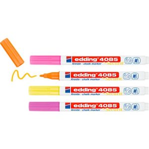 Kreidemarker Edding 4085, für glatte Oberflächen, Strichbreite 1-2 mm, Rundspitze, 4er Set, neon Kreidemarker Edding 4085, für glatte Oberflächen, Strichbreite 1-2 mm, Rundspitze, 4er Set, neon