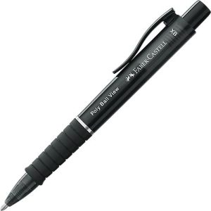 Kugelschreiber Faber-Castell Poly Ball View, Schreibfarbe blau, Strichbreite 0,6 mm, dokumentenecht, auswechselbare Mine, Gummigriff, schwarz Kugelschreiber Faber-Castell Poly Ball View, Schreibfarbe blau, Strichbreite 0,6 mm, dokumentenecht, auswechselbare Mine, Gummigriff, schwarz