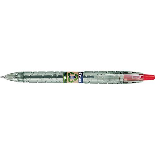 Kugelschreiber PILOT Bottle 2 Pen Ecoball, rot, Strichbreite 0,6 mm, nachfüllbar, Druckmechanik, 86 % Recyclingmaterial