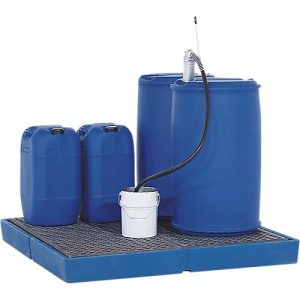 Kunststoff-Flachwanne, 220 Liter, mit PE-Gitterrost Kunststoff-Flachwanne, 220 Liter, mit PE-Gitterrost