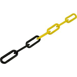 Kunststoff-Gliederkette, Ø 8 mm, gelb/schwarz, 50 m Kunststoff-Gliederkette, Ø 8 mm, gelb/schwarz, 50 m