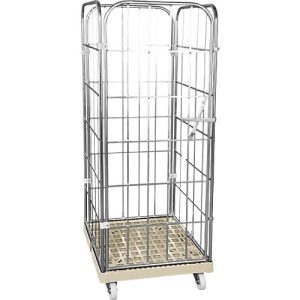 Kunststoff-Rollplatte mit 2 Seitengittern, 1 Rückwand, 1 Vorderwand, grau RAL 7032