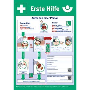 Kunststoff-Schild ‚Erste-Hilfe-Anleitung‘, 590 x 410 mm Kunststoff-Schild ‚Erste-Hilfe-Anleitung‘, 590 x 410 mm