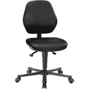 Labordrehstuhl LEANOS 9133, mit Rollen, Kunstleder, schwarz Labordrehstuhl LEANOS 9133, mit Rollen, Kunstleder, schwarz