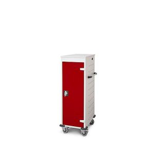 Laptopwagen mit Ladefunktion, 2-Punkt-Verriegelung, Feststellbremse, 10 Fächer, B 530 x T 1250 x H 500, weinrot Laptopwagen mit Ladefunktion, 2-Punkt-Verriegelung, Feststellbremse, 10 Fächer, B 530 x T 1250 x H 500, weinrot