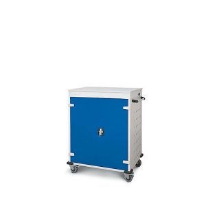 Laptopwagen mit Ladefunktion, 2-Punkt-Verriegelung, Feststellbremse, 16 Fächer, B 920 x T 500 x H 1060, enzianblau Laptopwagen mit Ladefunktion, 2-Punkt-Verriegelung, Feststellbremse, 16 Fächer, B 920 x T 500 x H 1060, enzianblau