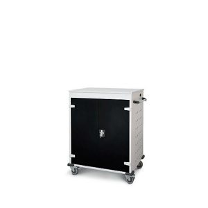 Laptopwagen mit Ladefunktion, 2-Punkt-Verriegelung, Feststellbremse, 16 Fächer, B 920 x T 500 x H 1060, schwarz