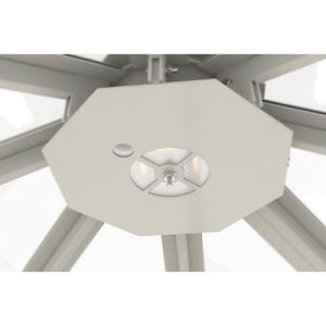 LED-Beleuchtung für Achteck-Raucherpavillon Modell Paris, Lichtfarbe neutralweiß, 11 W, IP65, Platte grauweiß RAL 9002 LED-Beleuchtung für Achteck-Raucherpavillon Modell Paris, Lichtfarbe neutralweiß, 11 W, IP65, Platte grauweiß RAL 9002