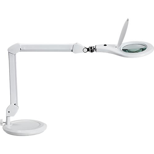 LED Lupenleuchte MAULmakro, 3-Dioptrien-Linse, 8 W, 580 lm, 6500 K, Arm um 360° dreh-& neigbar, höhenverstellbar, Standfuß, weiß