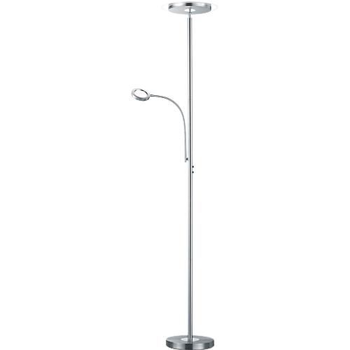 LED-Stehleuchte ACKBAR, dimmbarer Deckenfluter 1700 lm mit 18 W & Lesearm 350 lm mit 4 W, 3000 K, Fluterkopf rund