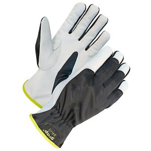 Lederhandschuh PIP Grap Skill, Polyester, Innenhand aus Ziegenleder, verstärkte Fingerspitzen, EN 388 (2 1 2 1), Größe 9, 1 Paar, Schwarz-Weiß Lederhandschuh PIP Grap Skill, Polyester, Innenhand aus Ziegenleder, verstärkte Fingerspitzen, EN 388 (2 1 2 1), Größe 9, 1 Paar, Schwarz-Weiß