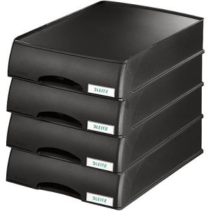 LEITZ® Ablagekorb Plus, DIN A4, Kunststoff, 4 Stück, schwarz LEITZ® Ablagekorb Plus, DIN A4, Kunststoff, 4 Stück, schwarz
