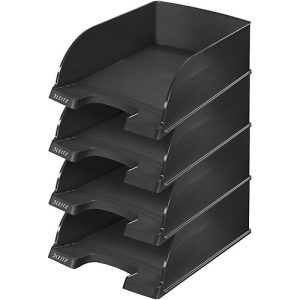 LEITZ® Ablagekorb Plus Jumbo 5233, DIN A4, 4 Stück, schwarz LEITZ® Ablagekorb Plus Jumbo 5233, DIN A4, 4 Stück, schwarz