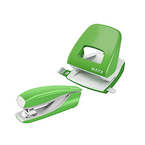 LEITZ® Bürolocher + Tischheftgerät SET, grün